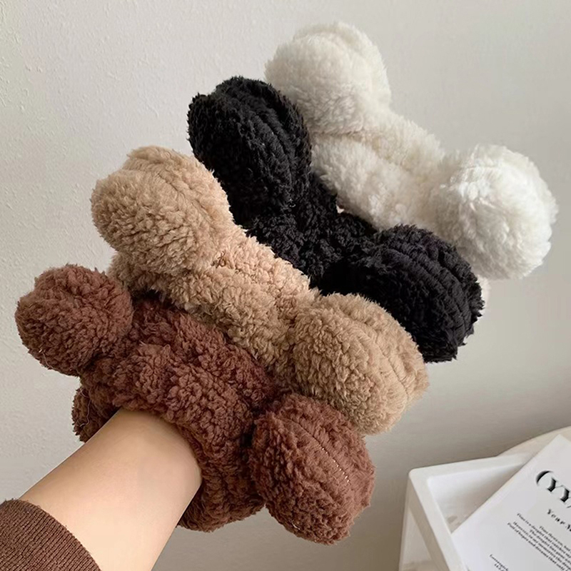 Velvet Animal Bear Ears Wash Face Headwear Furry Headband Cute Elastic Fullhouse. 