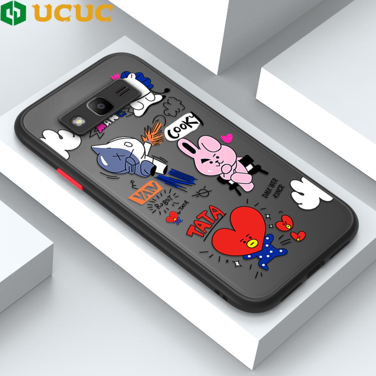 UCUC for Samsung Galaxy J2 Prime Back Cover BTS Anthropomorphic Image Frosted Transparent Hard Phone Case Thin Shockproof Full Cover Camera Protect Case
