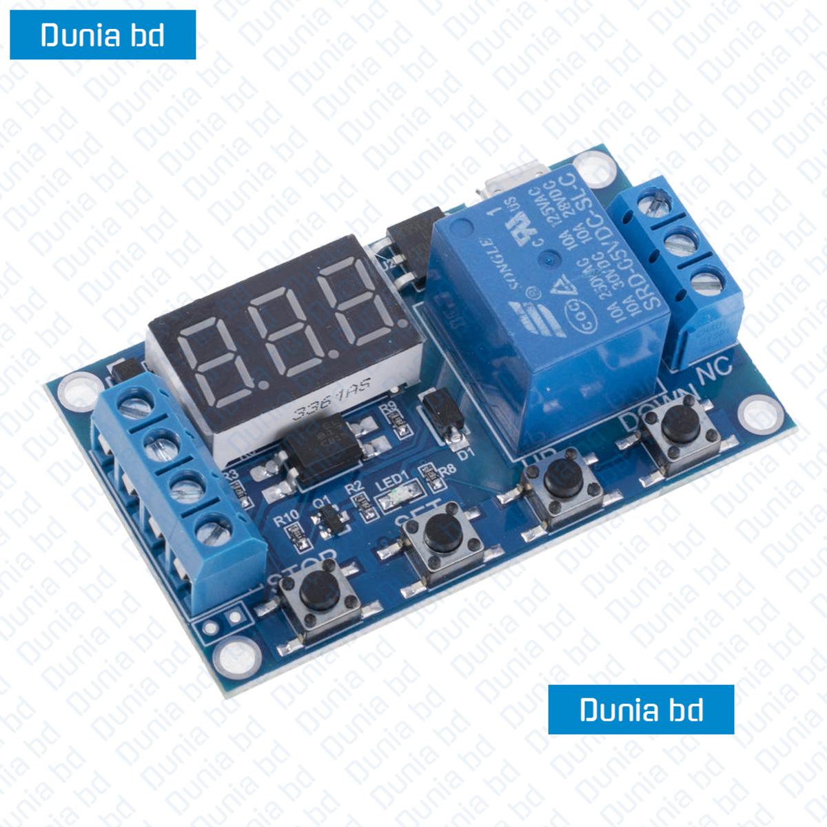 Timer Relay XY-J02 Timing Delay relay Triggers Disconnection Multiple mode Wiring diagram 1 channe Real time relay control ON/Off Switch module DC 5V-30V Delayed Loop Cycle 999 minutes Automatic Timing Circuit