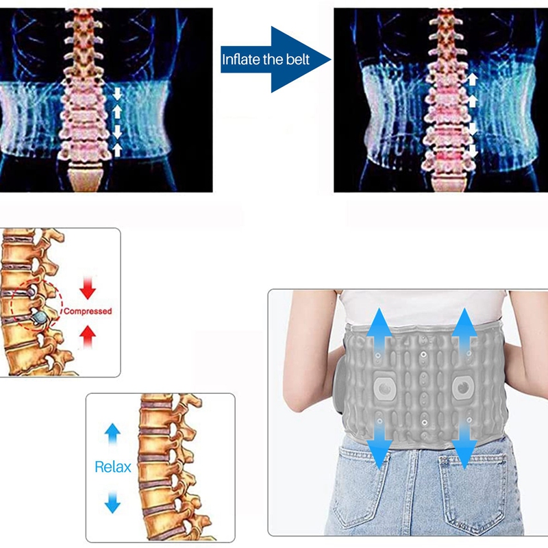 SRIWEN Back Support Lumbar Traction Device for Lower Back Pain Relief Portable Lumbar Traction Device with Heating Pad.