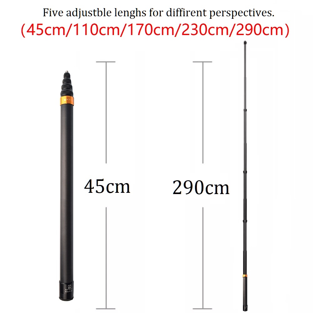 290cm 3m Carbon Fiber Invisible Extended Edition Selfie Stick For Insta360 X4 X3 ONE RS Accessories For GoPro Insta 360. 