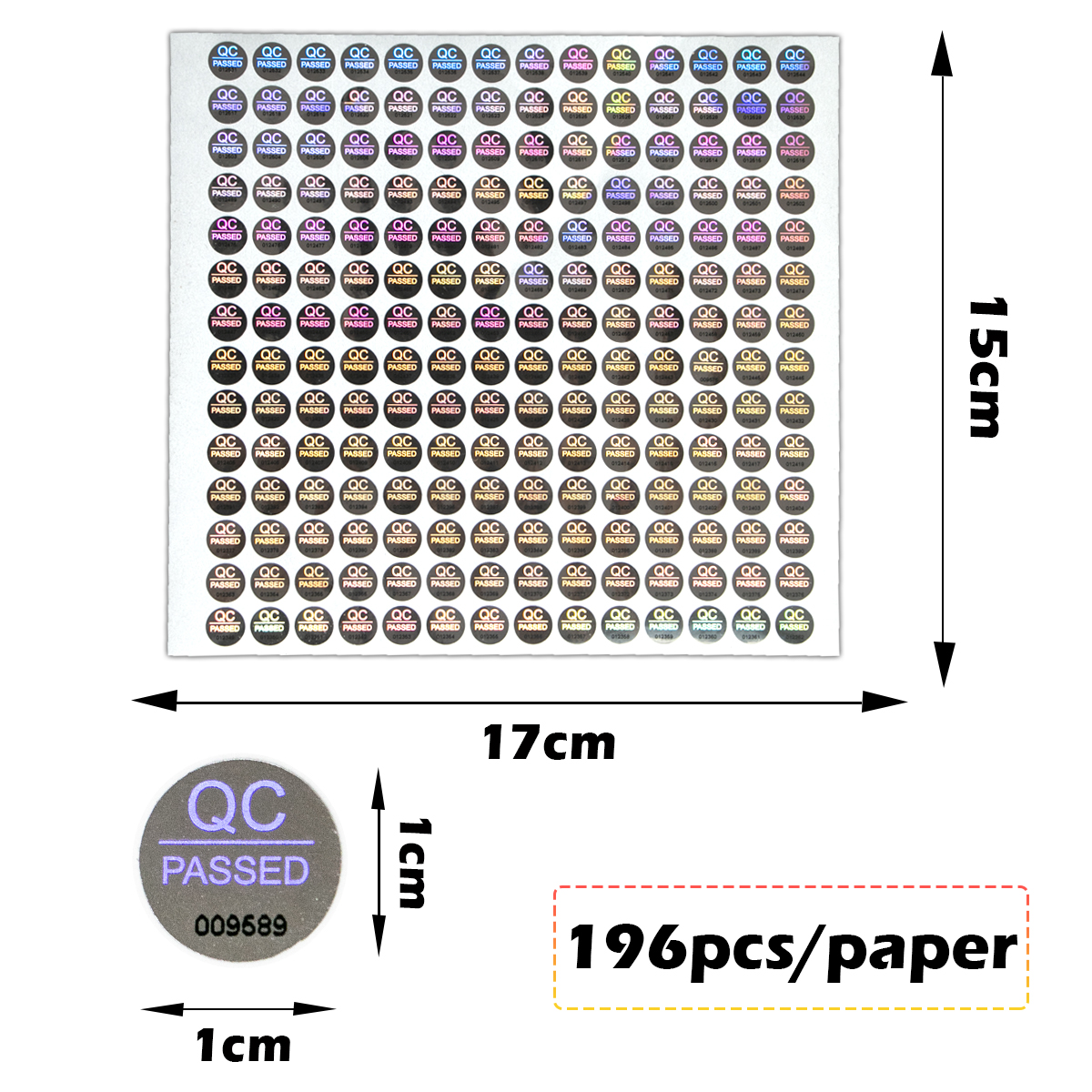 Silver High Security seals Tamper Evident sticker Warranty Void QC Passed labels Hologram stickers with Unique Serial Numbering. 