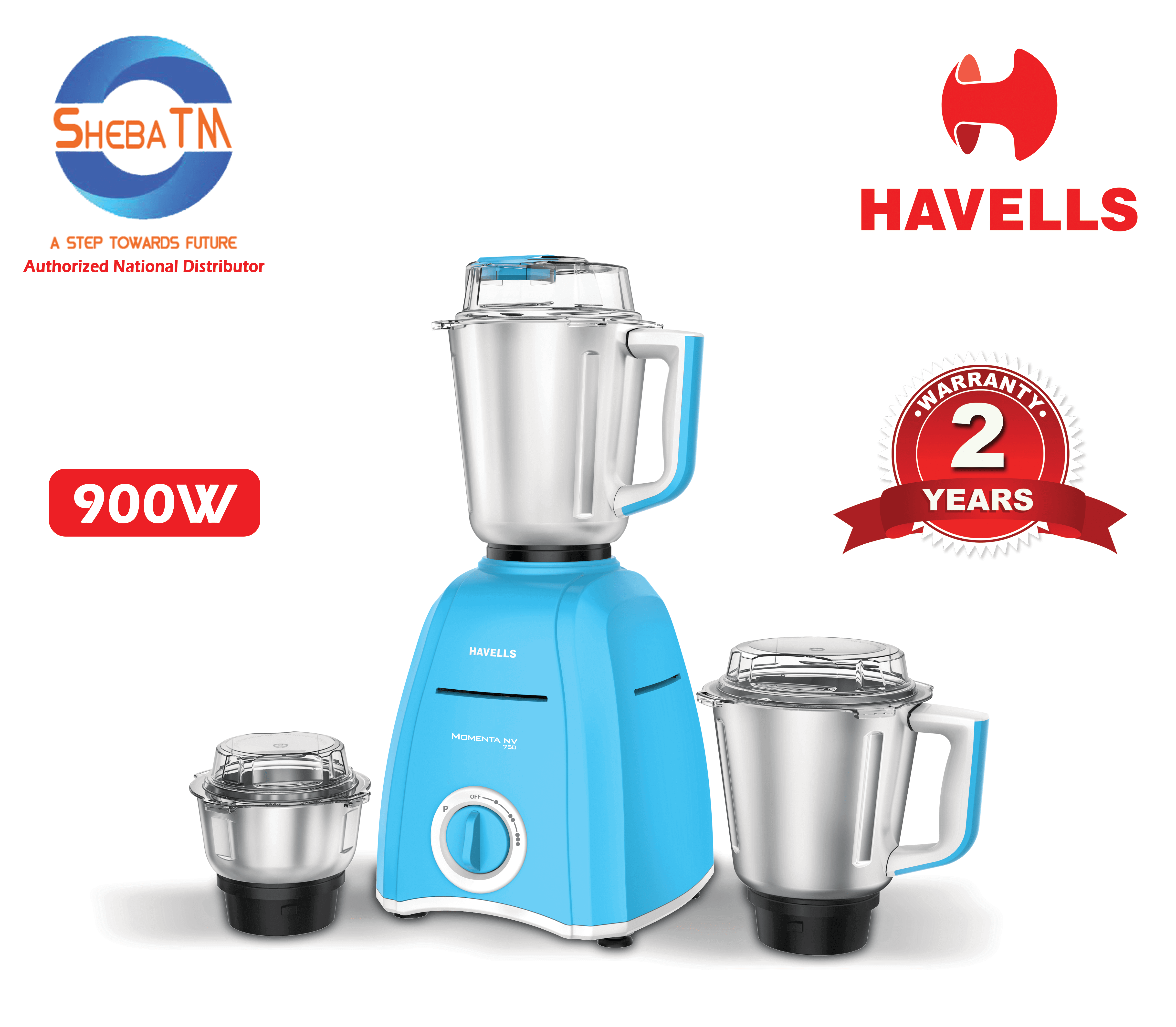 HAVELLS MIXER GRINDER MOMENTA NV 900 W 3SS JAR Blue