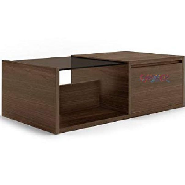 Thick Glass Tea Table With Drawer Simple Design Engineering Wood Coffee Table with Glass Top for Home & Office. 