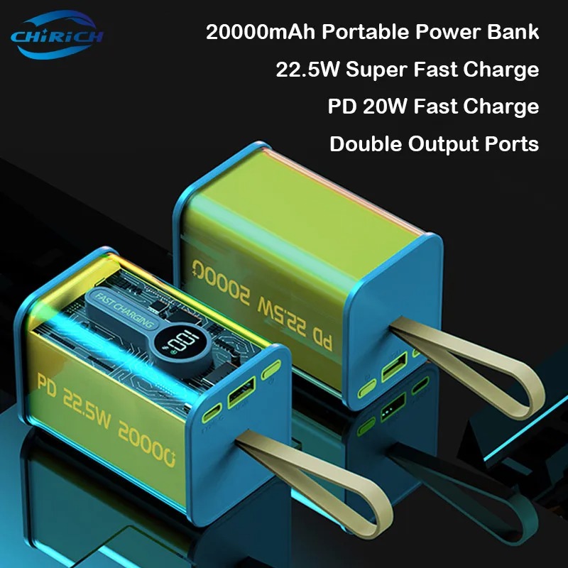 PD22.5W 4 battery Nothing Power Bank Case Transparent Power Bank Fast Charging External Battery for Mobile and others Battery Charger (Without Battery). 