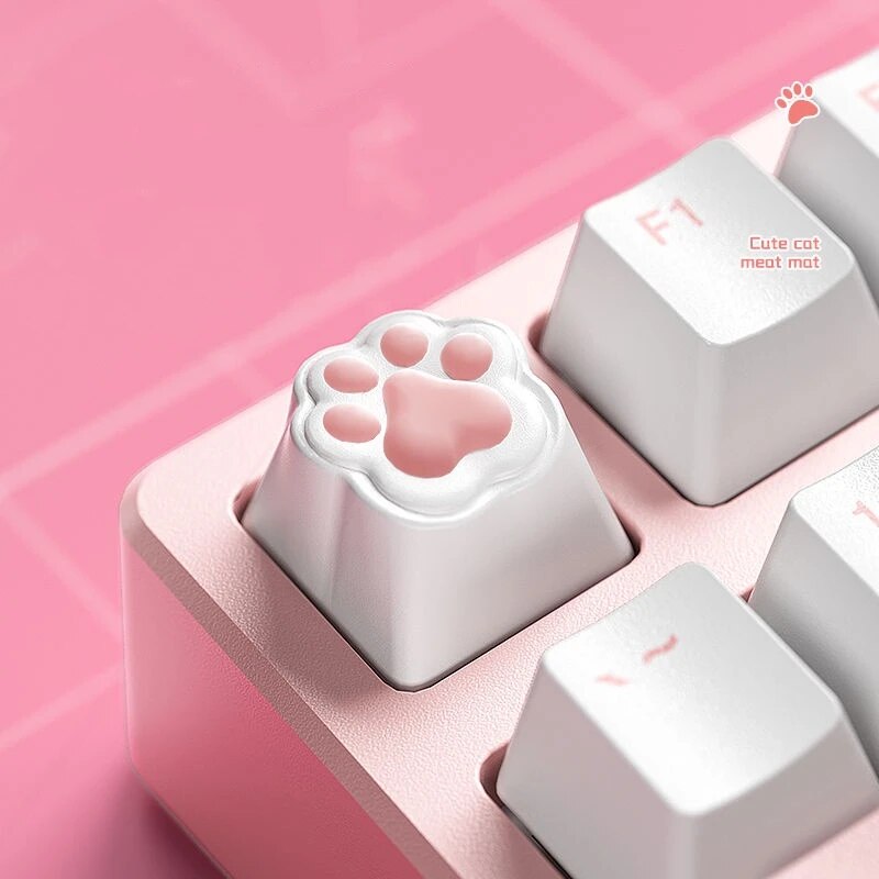 ZIFRIEND 4Pcs Cute Cat Paw Keycaps for Mechanical Keyboard Cherry MX Switch DIY Custom Silicone Key Cap Artisan Pink Color. 
