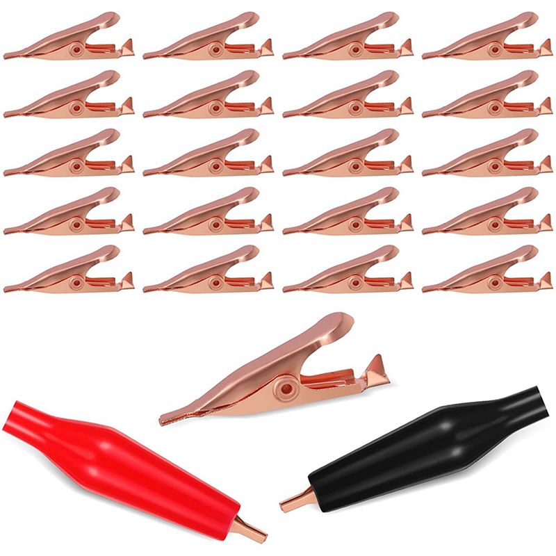 60 Mini Toothless Alligator Test Clips,Solid Copper Clips Electrical, 5Amp with Protective Insulation Cover for Solder