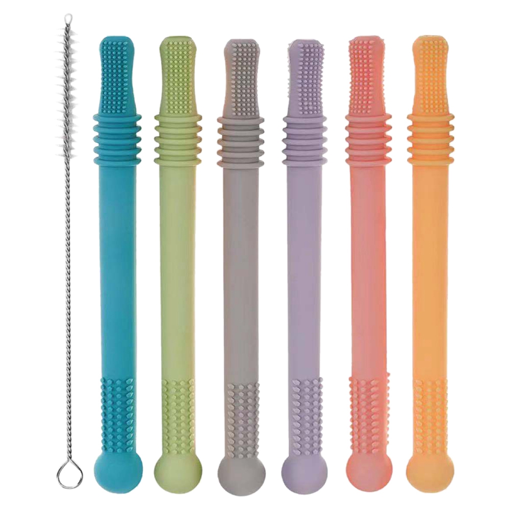 Pcs Hollow Teether Tube, Toddler Chewing Straw Baby Silicone