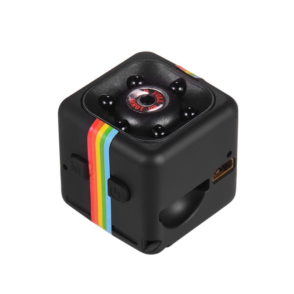 Mini Cube Camera 1080P Video 120? Wide Angle 32GB Extended Memory Built-in Battery - black. 