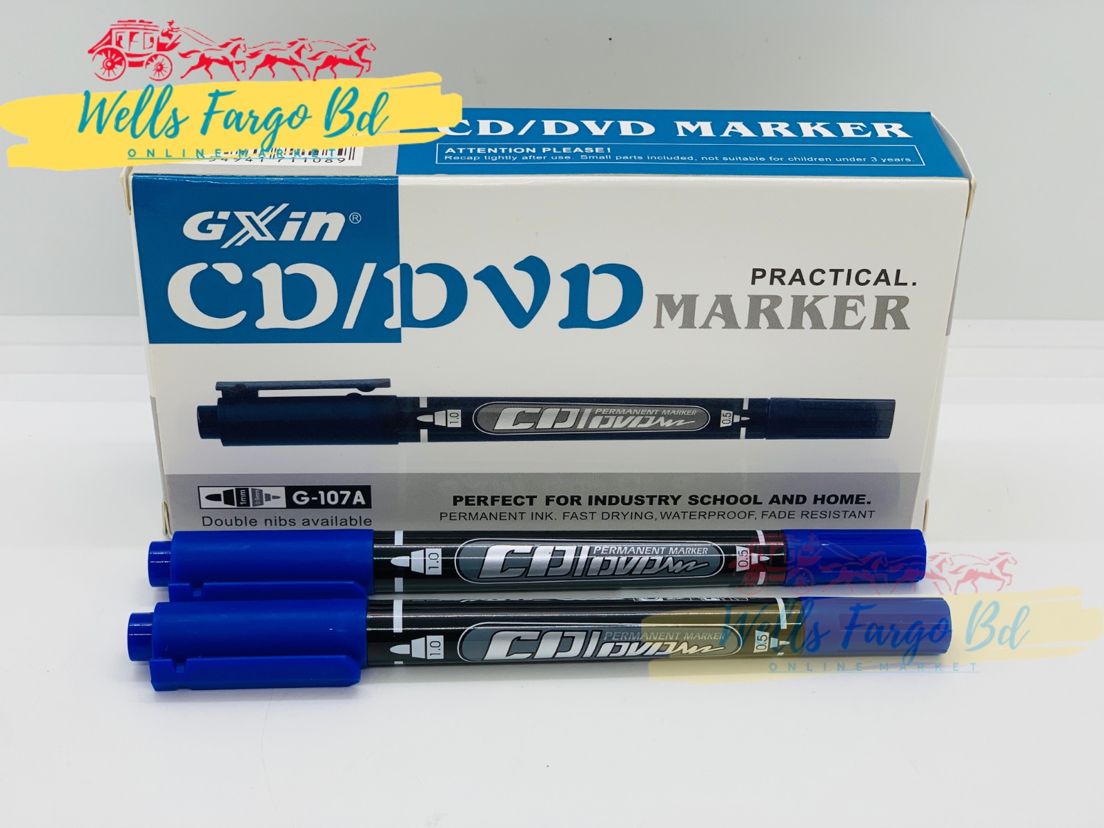 Double Nibs Marker & Pen, Blue Color Model Gxin G-107A (Chasable 3,6,12 pcs Marker Pen)