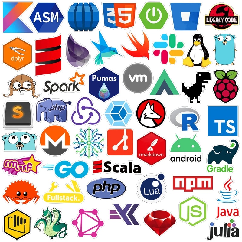 10/30/50/100pcs Programmer Internet Java Stickers Geek Php Docker Html Programming Language For Phone Laptop Luggage Car Decals. 