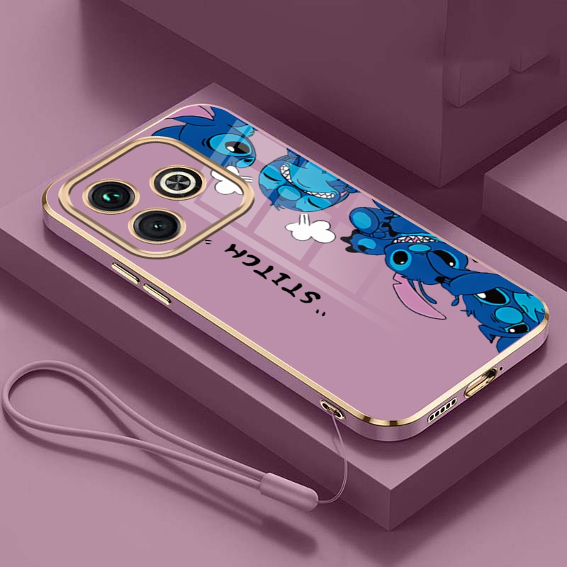 Tecno Spark GO 2024 Casing Cartoon Monsters Mobile Case Big Eyes Stitch Straight Edge Full Camera Protected Cover. 