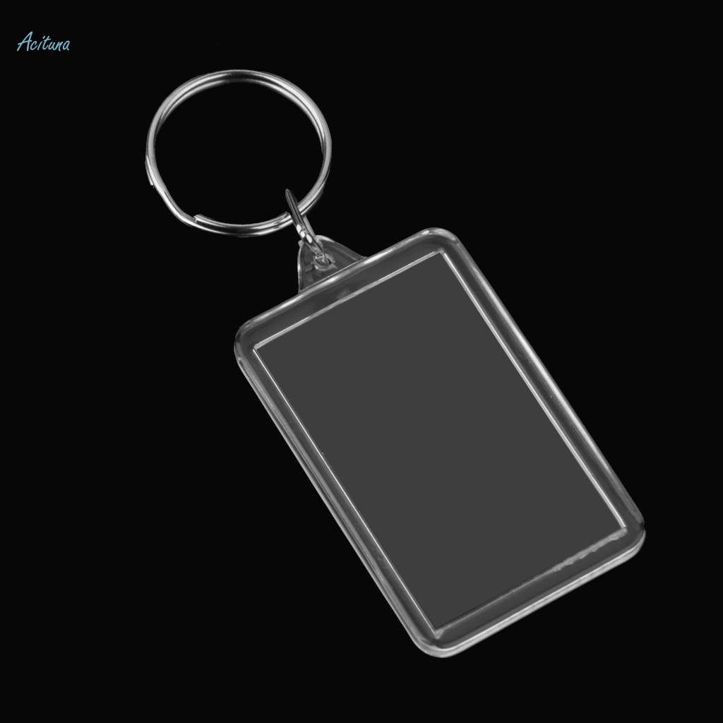 100Pcs Acrylic Rectangle Clear Key Keychain Blank Insert Photo Picture Frame. 