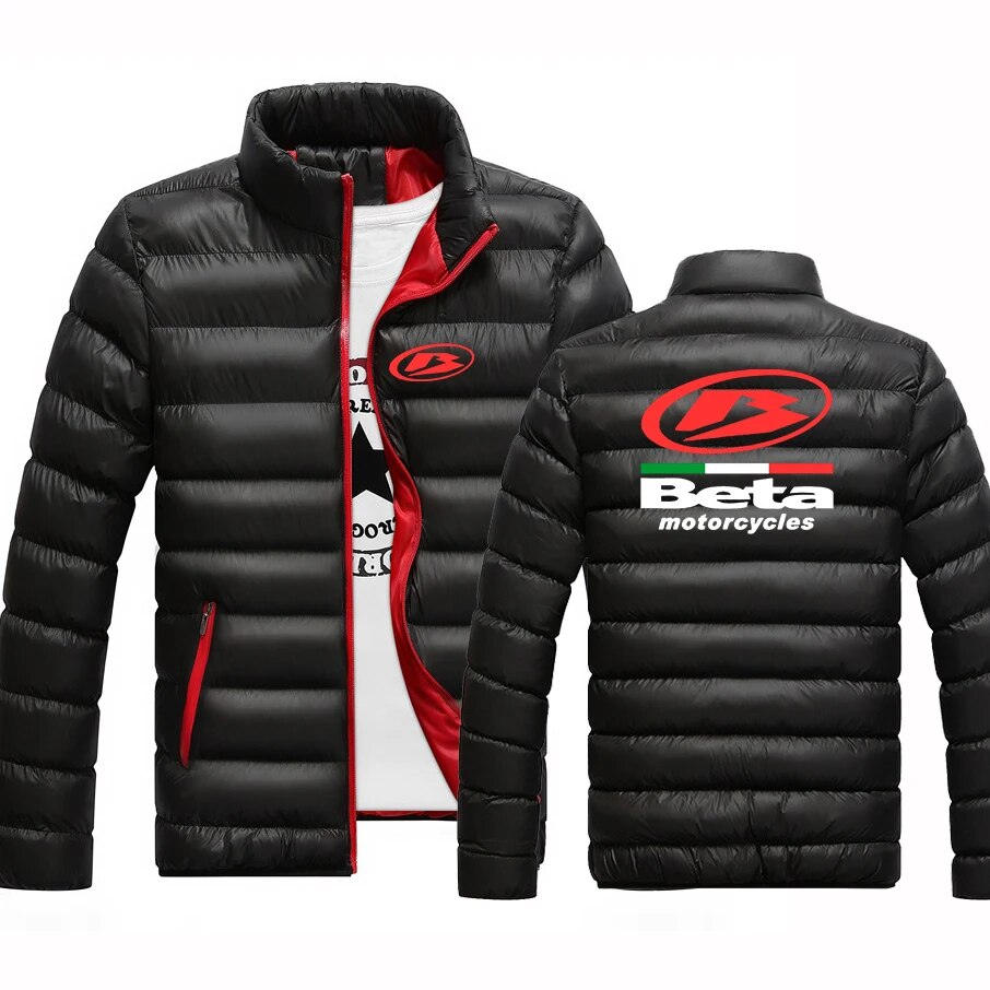 2023 Winter Mens Beta Racing Motocross Motorcycle Logo Print Thicken Casual Zipper Solid Color Popular Lightweight Padded Jacket
