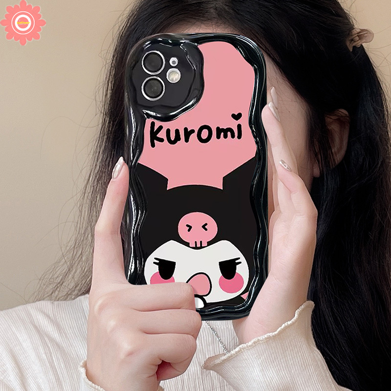 Cartoon Cute Sanrio Funny Kuromi Phone Case For Oppo A38 A76 A58 A78 A16 A98 A7 A5 A15 A53 A9 A54 A57 A17 A12 A5s A55 A95 A74 A96 A17k A1k A52 A3s A31 A16K A77s A77 Reno 8T 5 4F 3D Wavy Curved Edge Glossy Soft Cover. 