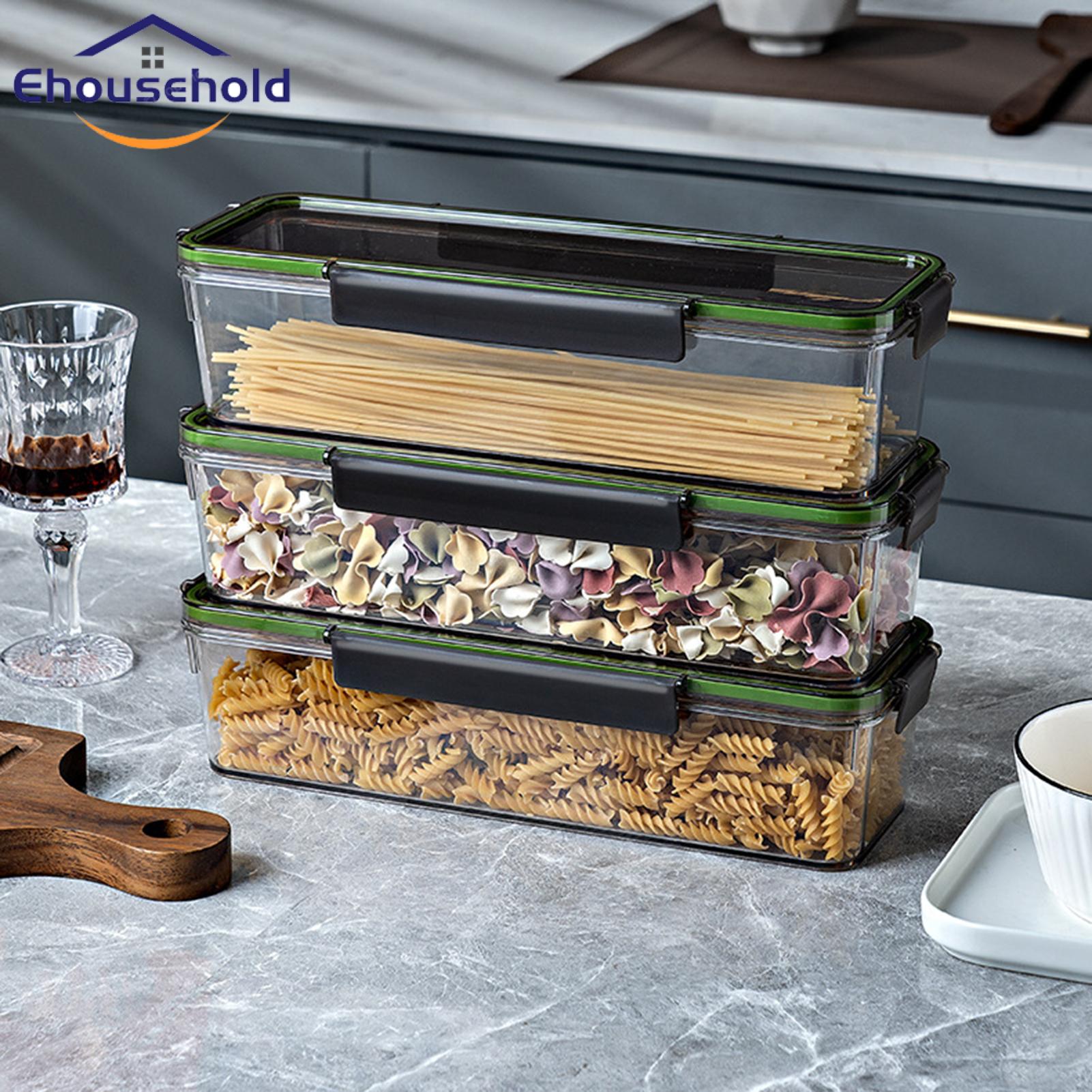 Moisture-proof Food Box Large Capacity Rectangular Pasta Storage Box with Moisture-proof Seal Visible Design Food Container for Noodle Storage Container. 