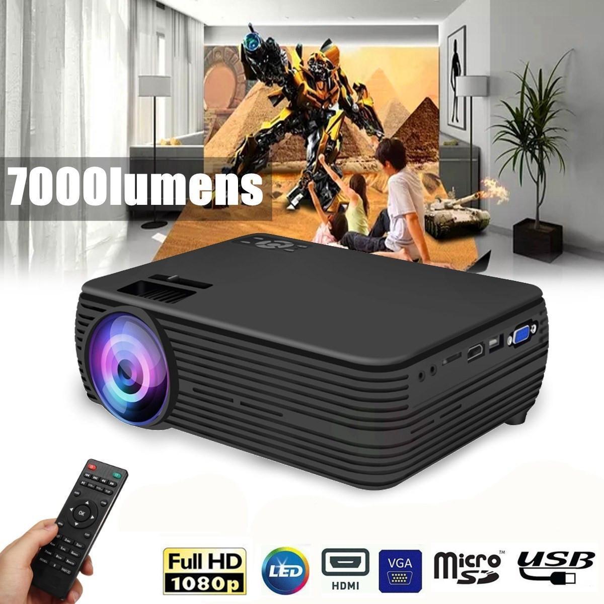 7000LM LED Pocket 3D Projektor Mini Beamer Heimkino Voll HD 1080P USB TF HDMI AV