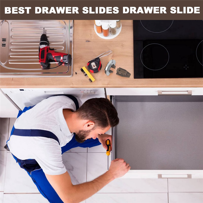 Drawer Slides Guides Plastic 5Pairs with Roller Undermount Drawer Slides Stopper for Dresser Drawer Parts. 