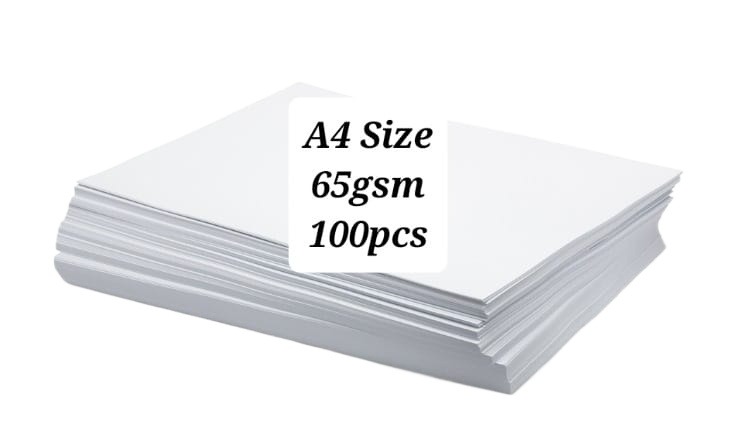 100 Sheets of  65gsm A4 Size Paper: Best for Writing Assignments, Printing, Photocopying and Other Uses