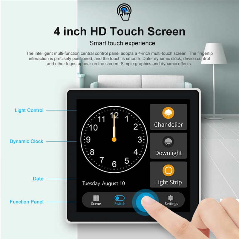 Tuya T3E Panel Switch Touch Screen Smart Control Panel Switch,White. 