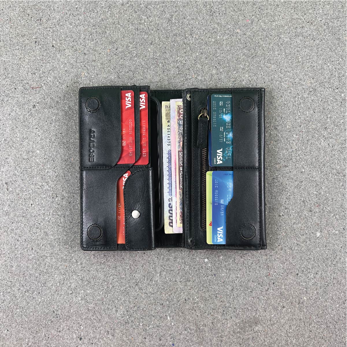 Leather Multinational Single Mobile  Long Moto Wallet AB-LDW02. 