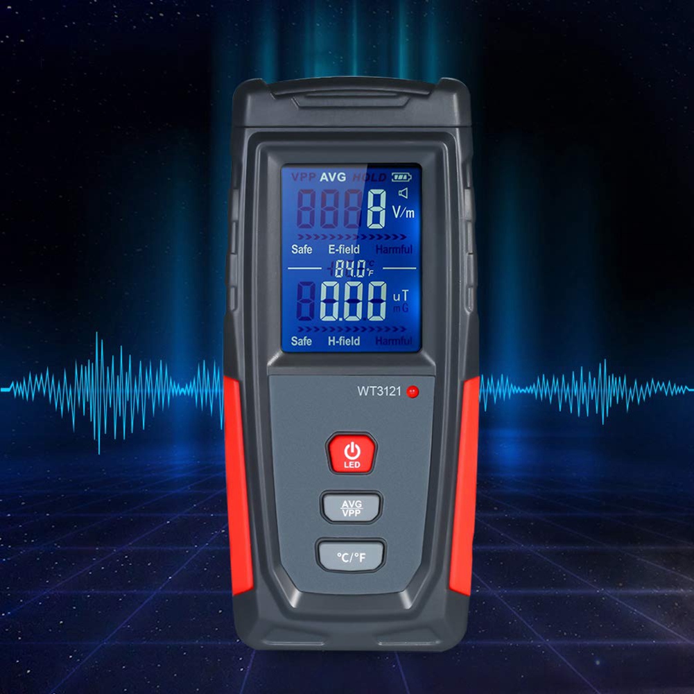 EMF Meter USB Rechargeable, Radiation Detector for Electromagnetic Field and Temperature Precise for. 