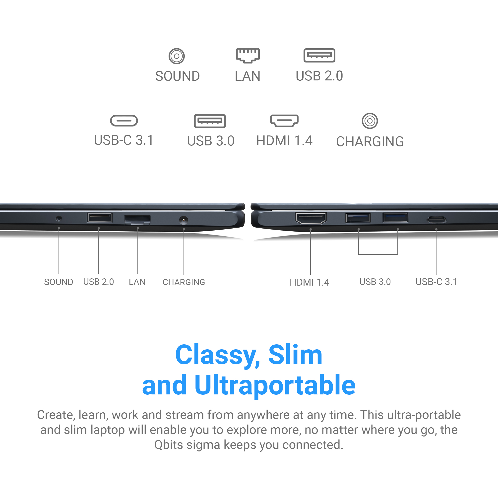 Qbits Sigma X2 Laptop Intel® Core™ i5-1240P (1.70 GHz to 4.40 GHz 12 MB Cache) with 8 GB RAM and 1TB M.2 WD NVMe SSD. 