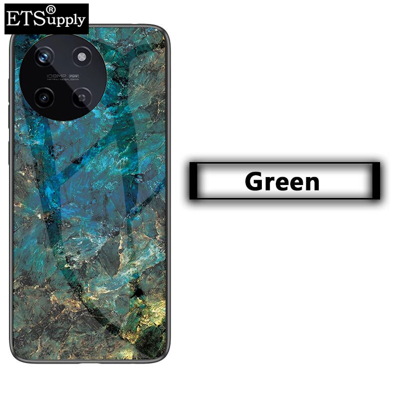 Phone case Realme 11 4G Fashion Marble Tempered Glass Protector Soft Frame Silicon Back cover Realme 11 4G NFC case