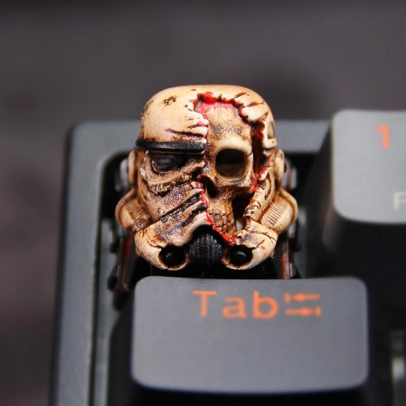 ECHOME Battle-damaged Skull Keycap Resin Artisan Anime Keyboard Cap Custom Cartoon KeyCap for Mechanical Keyboard Accessories