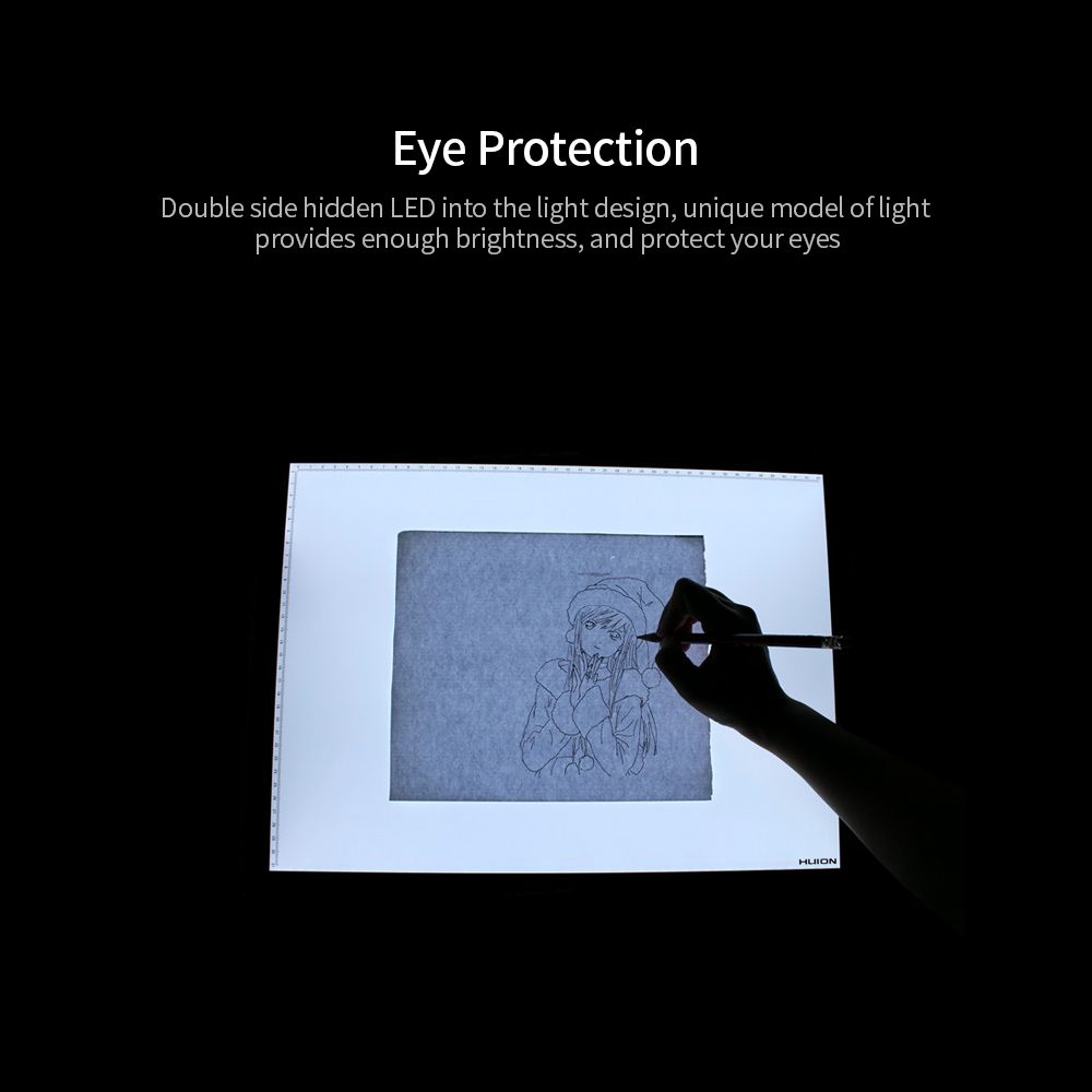 HXSJ Huion L4S Protable Ultra-thin LED Light Pad Acrylic Panel LED Drawing Light Pad Powered by USB with Adjustable Brightness. 