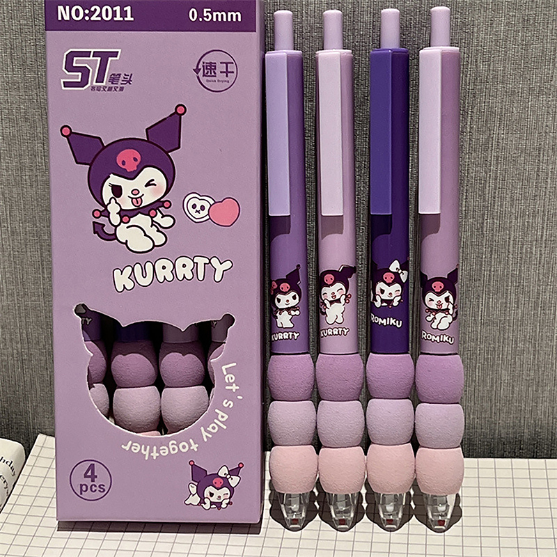 4Pcs Gel Pen Black 0.5mm Ink Press Pen Comfort Sponge Grip Writing Pens Office School Ballpoint Pen Japanese Stationery