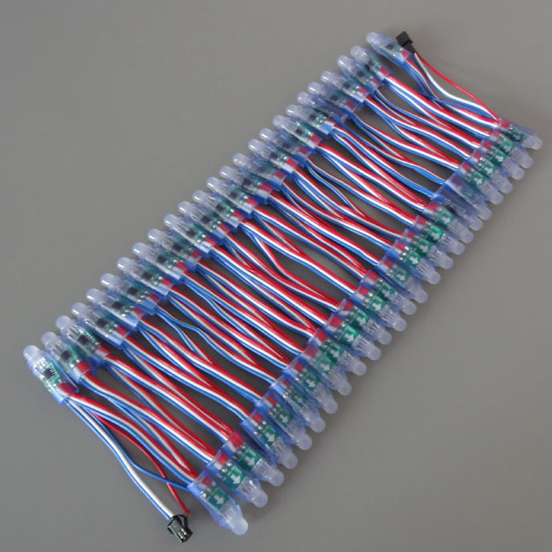 50Pcs WS2811 LED Pixel Light String Advertising Pouring Waterproof Full Color Perforated Light 12mm DC 5V. 