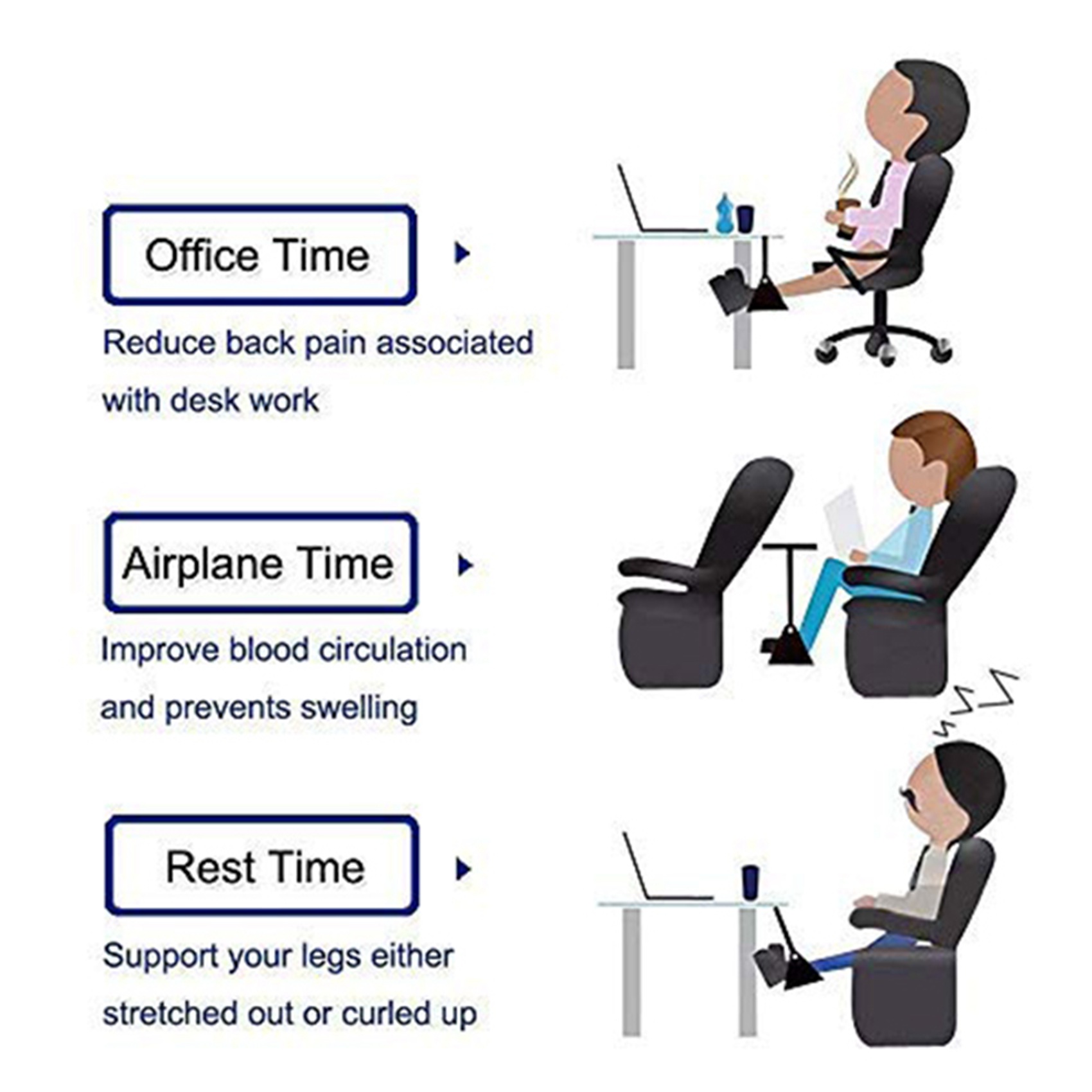 2X Ergonomic Foot Rest, Travel Footrest Airplane Leg Rest Flight Foot Hammock Carry-on und er Desk Accessories. 