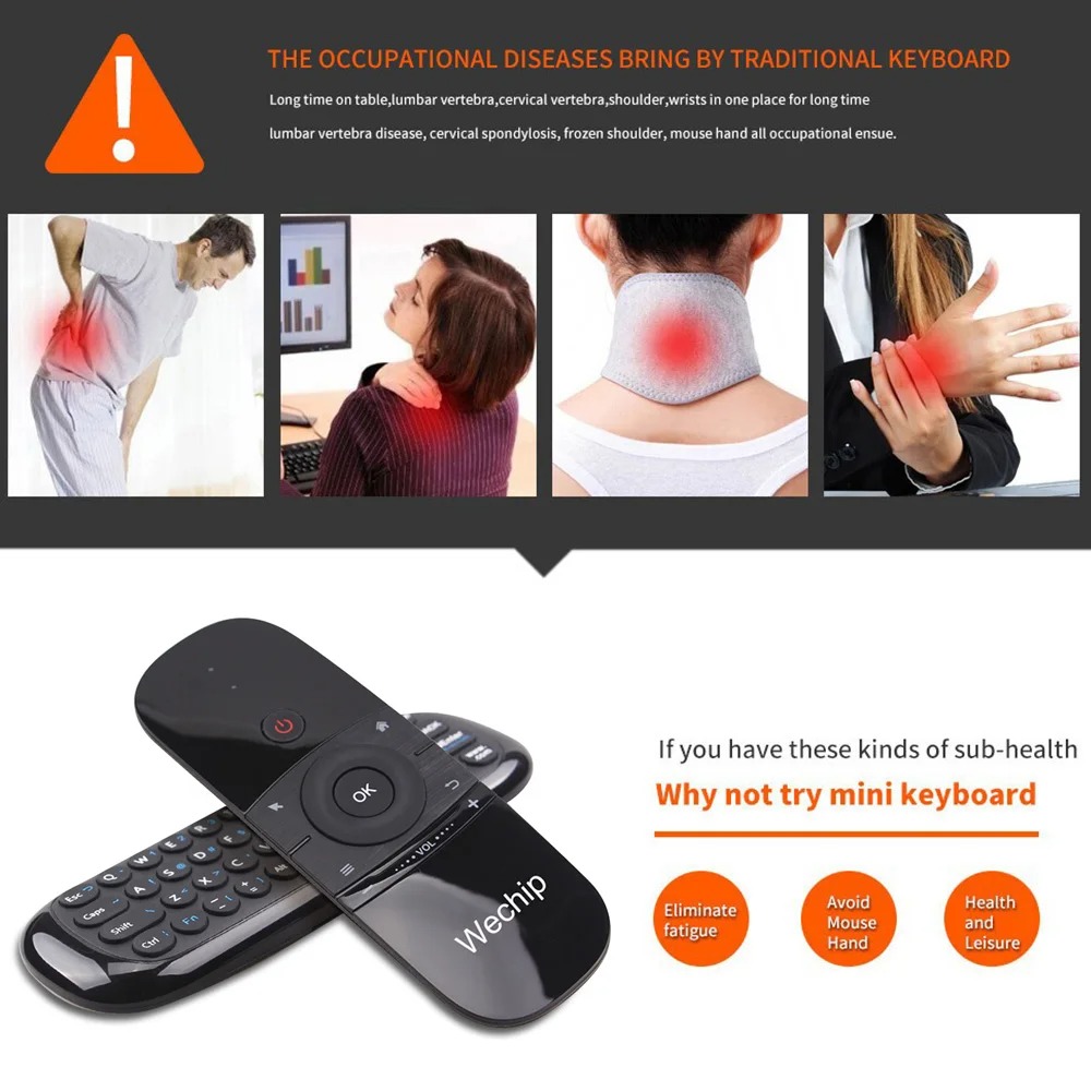 Wechip W1 2.4G Air Mouse Wireless Keyboard Remote Control Infrared Remote Learning 6-Axis Motion Sense for Smart TV Android TV. 