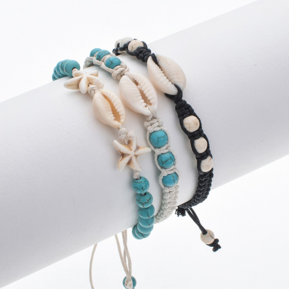 Summer Sea Shell Bracelet Fashion Beach Natural Seashell Handmade String Bracelets Bangles for Women Men Anklet Boho Jewelry. 