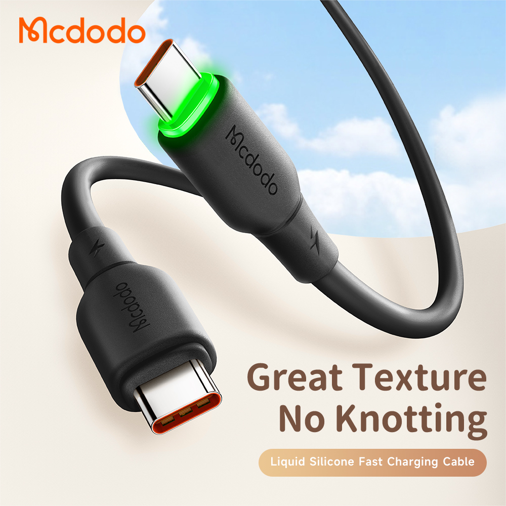 Mcdodo 477 60W Silicone Cable 65W Pd Fast Charger USB C to USB C Cable LED PD Smart Charger Cable for iPhone 15 Pro Max Mac.. 