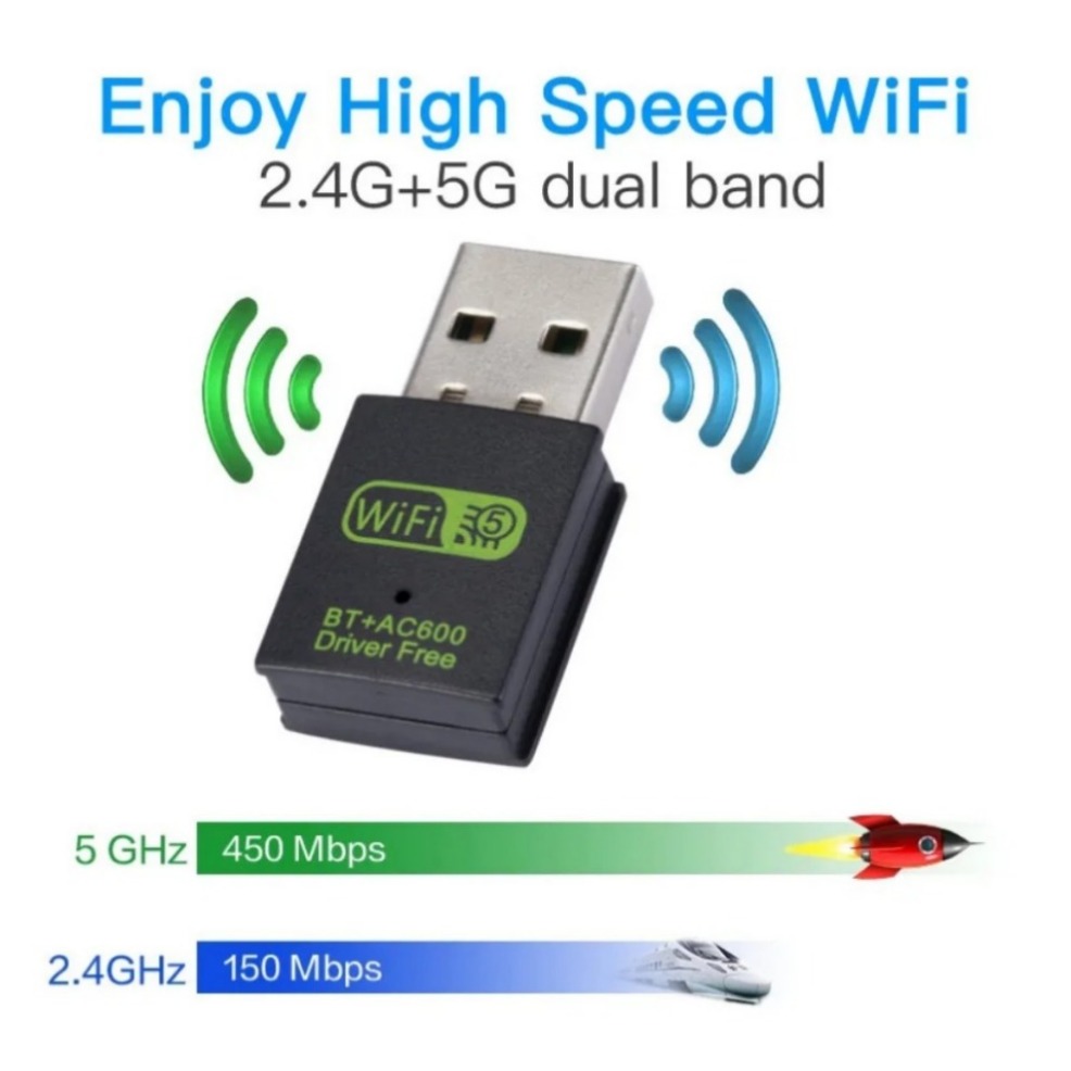 2 in 1 USB WiFi Bluetooth Adapter 600Mbps Dual Band 2.4G 5GHz USB Wi-Fi 5 Network Wireless Wlan Receiver Dongle DRIVER FREE. 