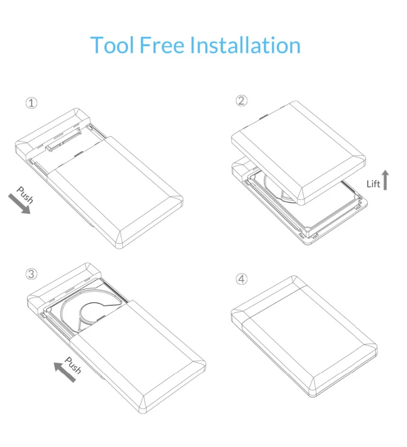 Orico 2588US3 External Hard Drive Enclosure USB 2.0 For 2.5" SATA HDD And SSD 1TB support. 