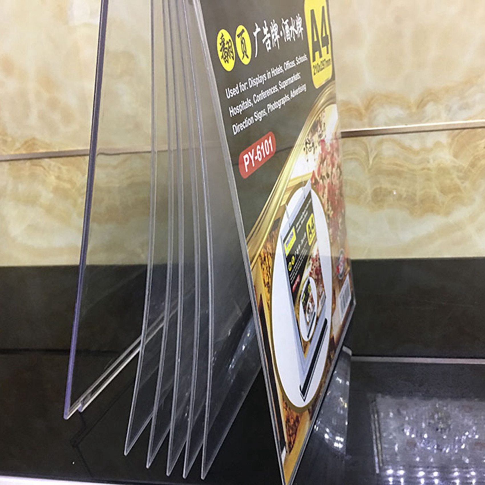 A4 Multi-Page Flip Display Card Label Display Stand Detachable Label. 