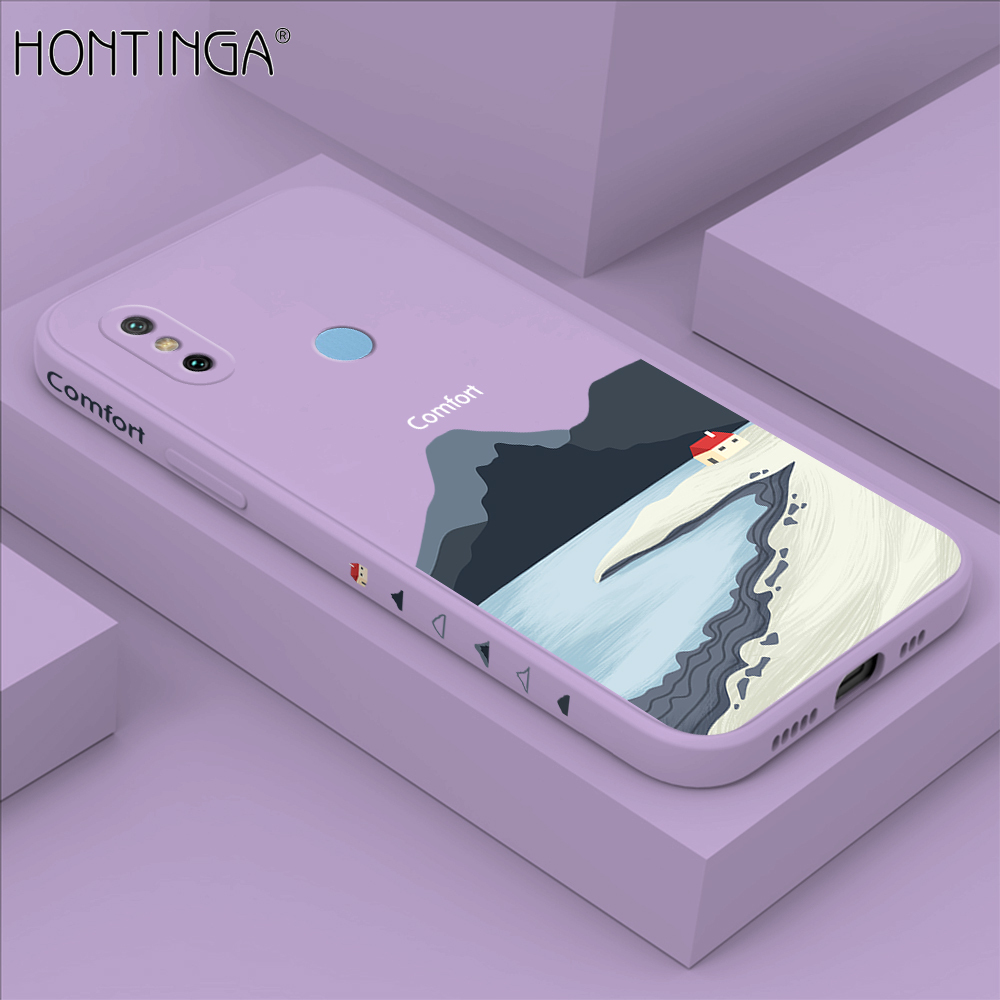 Hontinga for Xiaomi MI A2 Case Side Design New Mount Back Cover Soft Square Edge Pattern Liquid Silicone Trend Phone Cases. 
