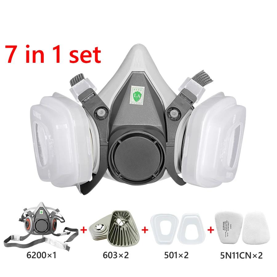 6200 Gas Mask Half-face Dustproof Respirator Combination 2091 5N11 Particle Filters Safety Work Industrial Labor Paint Spray. 