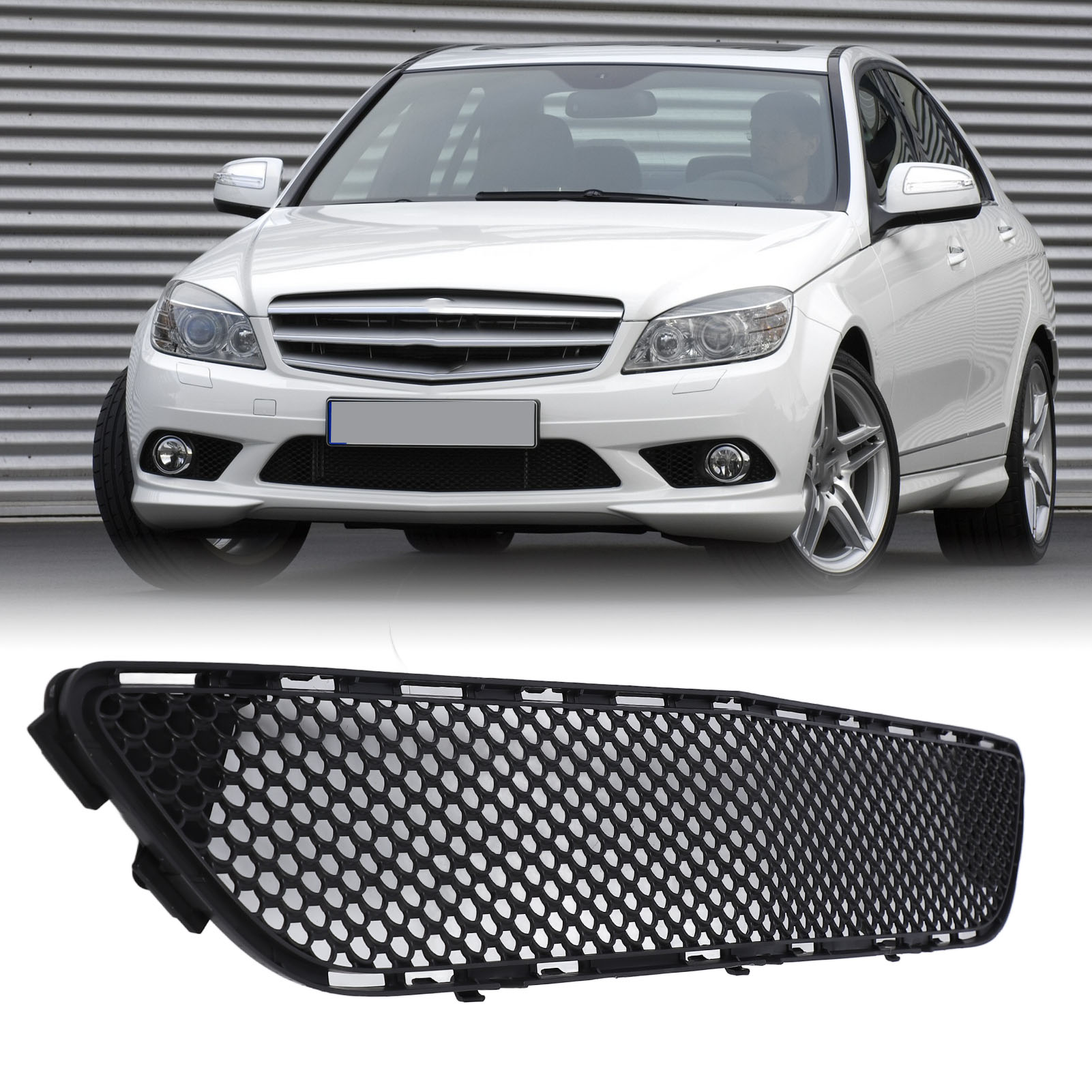 Center Mesh Grill Sturdy Easy Install Front Bumper Lower Grille High Strength 2048850153 for C-Class W204 Amg Line 2008 To 2011. 