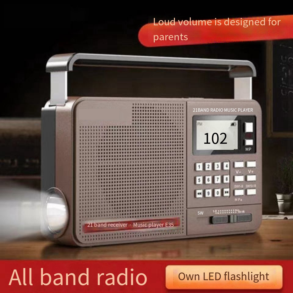 Portable FM Radio High Volume Smart Card Speaker Wireless Radio Small Sound FM Radio Music Digital Player with LED Flashlight. 