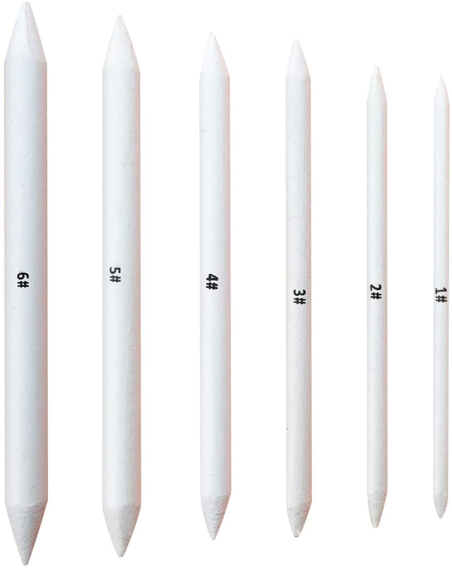 6 PCS Blending Stumps and Tortillions, Sketch Drawing Tools, Paper Art Blenders for Student Sketch Drawing. 