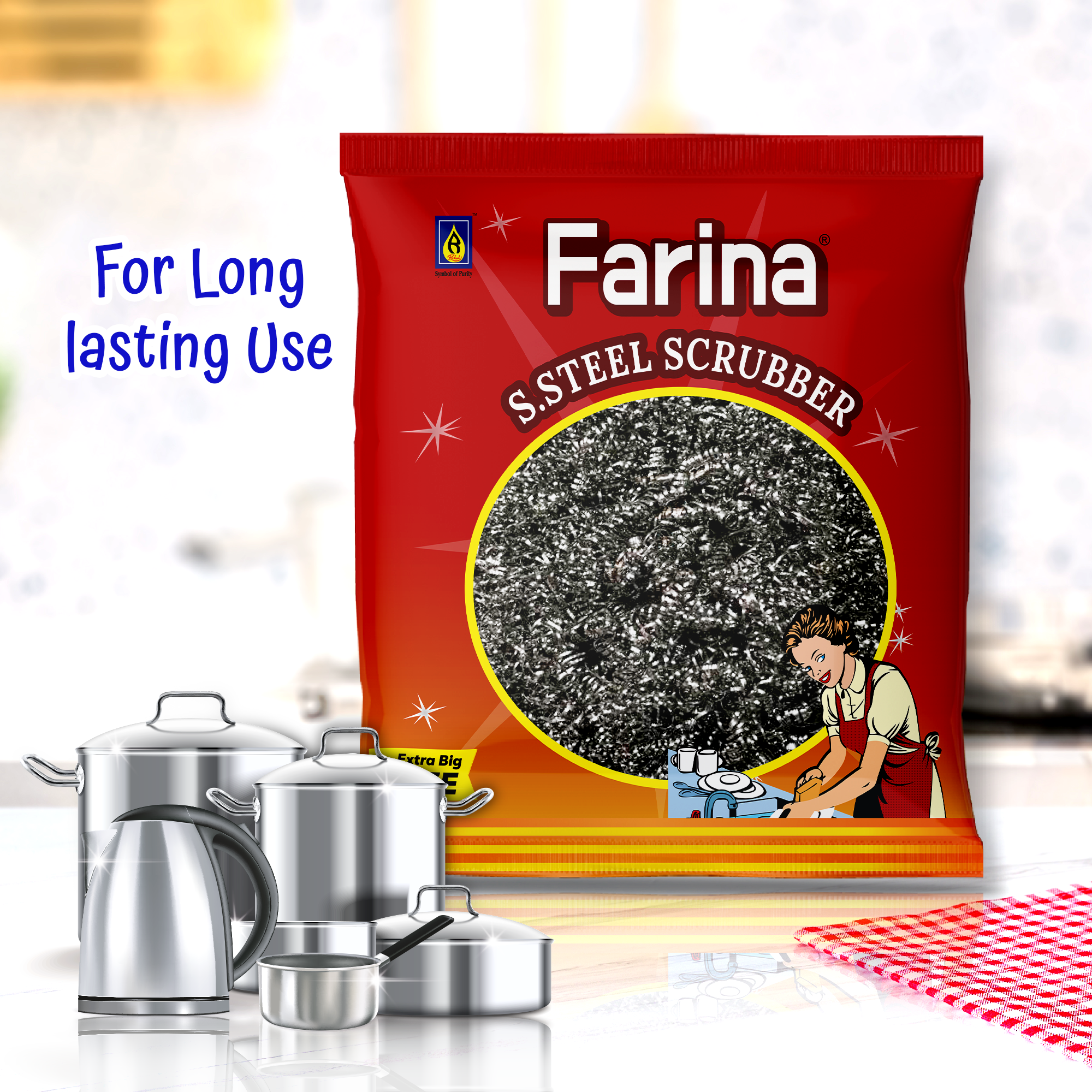 Farina Stainless Still Scourer / Majoni ( 4 Pcs ). 