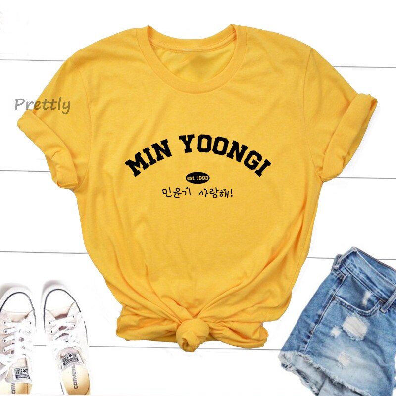 Suga Agust D Tshirt Korean Style Clothes Min Yoongi Tshirt K-Pop Fan Bangtan Tee Shirt Streetwear 90s Trend Short Sleeve Tshirt. 