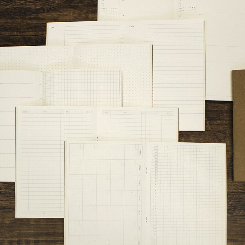 【happy one】Kraft cover Notebook Grid Paper KraftBlank Graph 5mm Monthly Plan Plan 32 Sheets A5(null). 