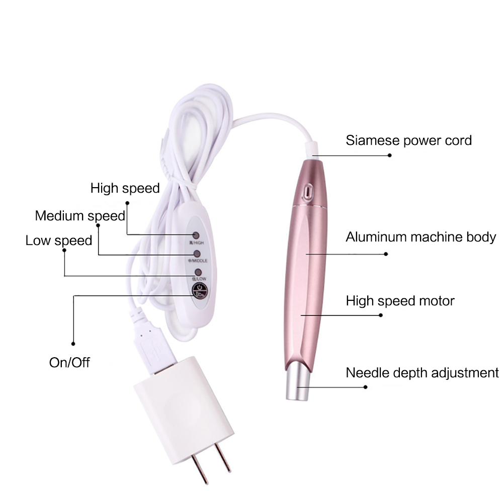 Elegant Microblading Machine With 10pcs 1R Cartridges For Semi Permanent Tattoo Eyebrows. 