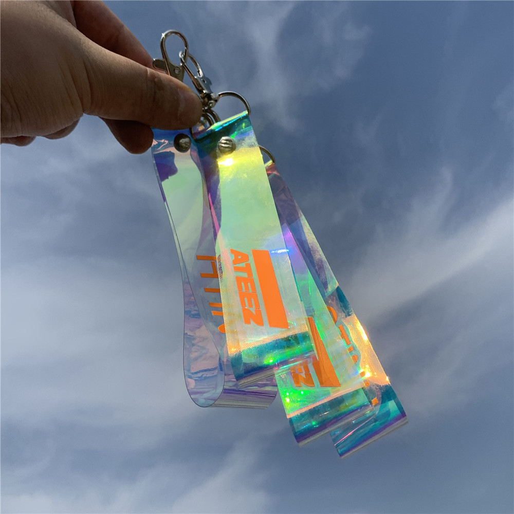 Kpop ATEEZ keychain Mobile Phone Strap Laser PVC Hand Name Article Handbag Pendant Key chain Mobile Phone Charm YUNHO. 