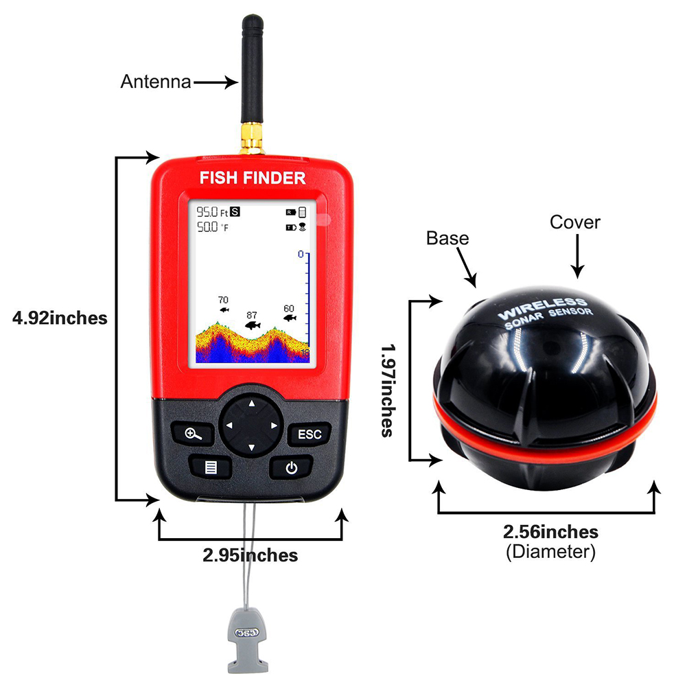 Xj-01 Wireless Color Screen Charging Dot Matrix Fish Finder. 